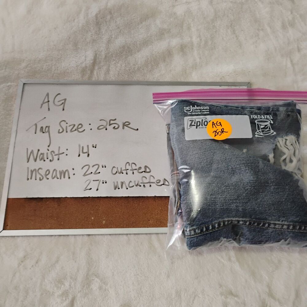 AG Adriano Goldschmied Knox High Rise Baggy Boyfriend Jeans Women 25R Distressed - Picture 12 of 12
